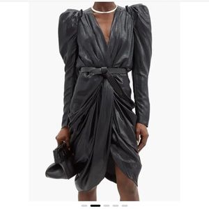 NEW Isabel Marant Issolya dress puff sleeve draped black dress